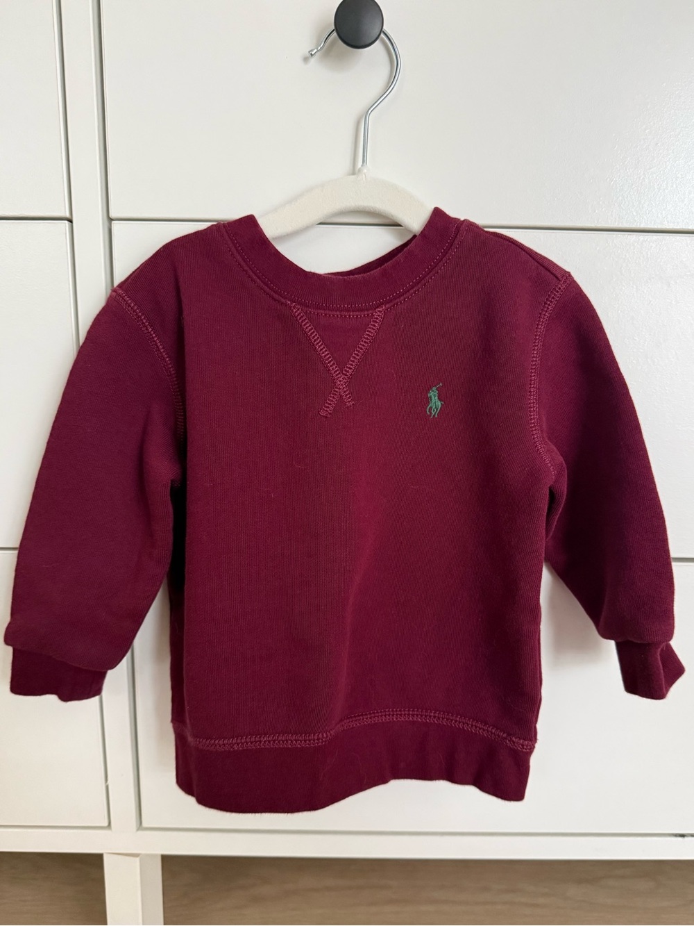 Ralph Lauren Kids Burgundy Crewneck Sweatshirt with Green Pony